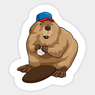 Beaver at Baseball with Baseball ball Sticker